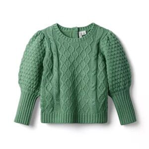 Janie and Jack Girls Size 6 Green Cable Knit Sweater